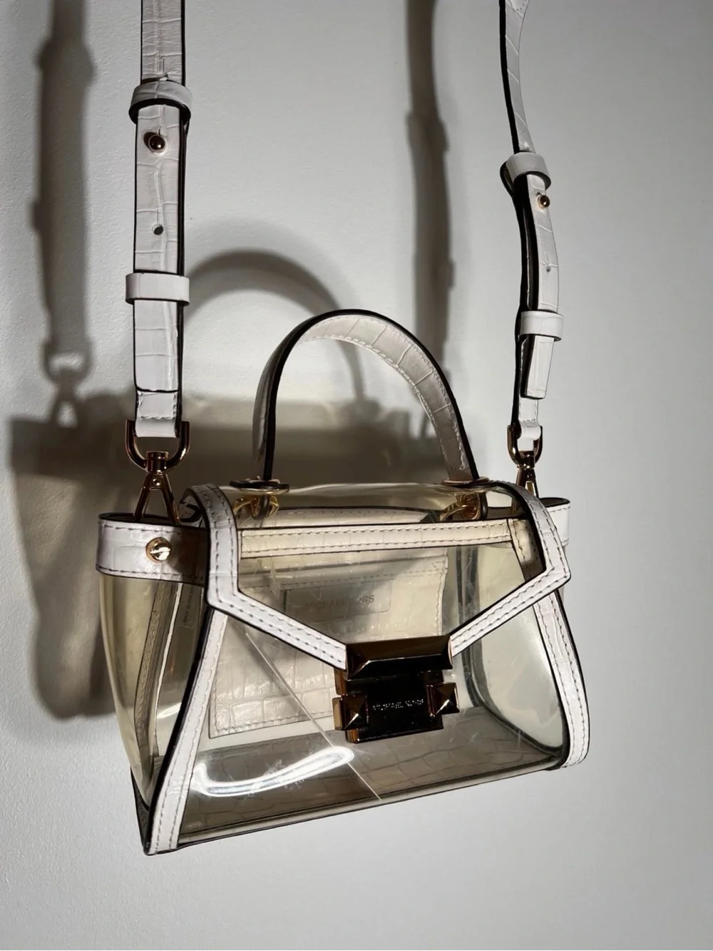 Michael Kors Whitney Mini Clear and Leather Satchel